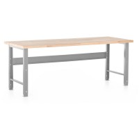 Výškovo nastaviteľný dielenský stôl Basic s čelnou doskou 200 x 80 cm